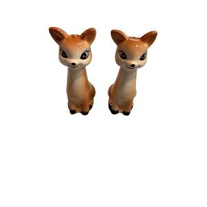 Vintage Anthropomorphic Long Neck Deer Salt & Pepper Shakers 4 1/8”